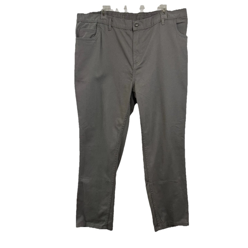 NWT Woman Within 20W Gray Jean Pants 5 Pockets Elastic Waist 100% Cotton
